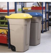 Pubela cu roti, fara capac, 100L, plastic rezistent, colectare selectiva, bej, 1 buc - Rubbermaid
