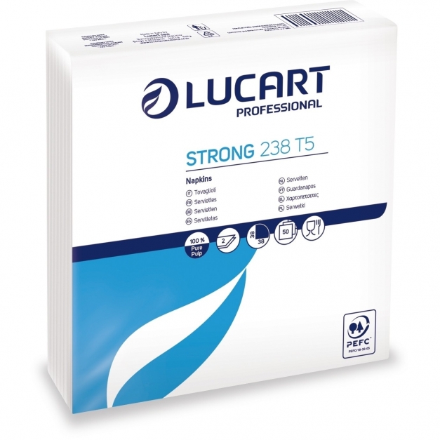 Servetele 38x38 cm 2 straturi, Strong 238 T5, albe - Lucart