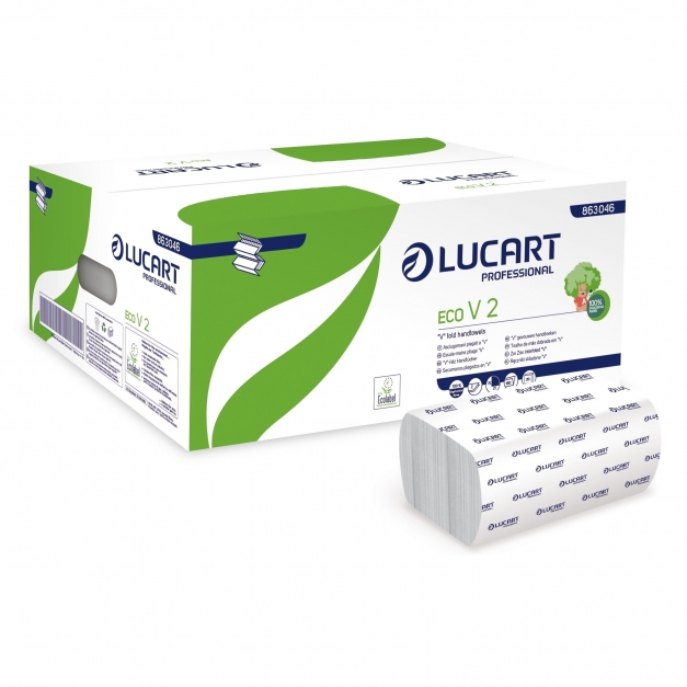 Prosoape de maini din hartie, pliate in V, Eco V2 - Lucart