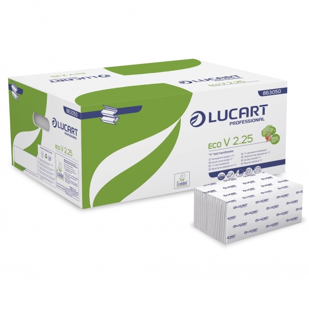 Prosoape de maini din hartie, pliate in V, Eco V2.25 - Lucart