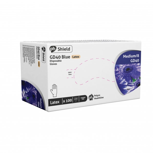 Manusi din latex nepudrate - Shield, albastre