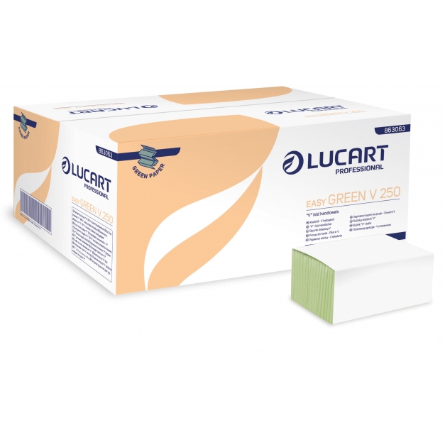 Prosoape de hartie verzi, pliate in V easy Green V250 21.5X25 cm - Lucart