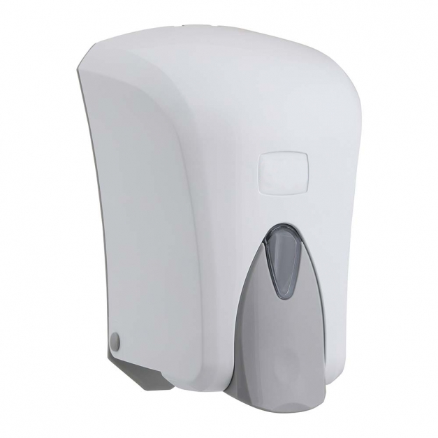 Dozator/Dispenser manual pentru dezinfectant sau sapun lichid 1L, alb