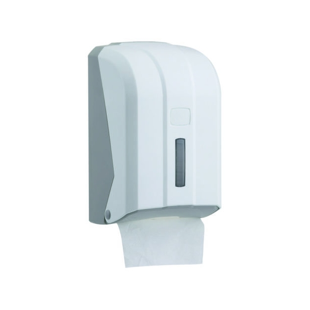 Dispenser alb pentru prosoape de hartie pliate in Z Dispenser alb pentru prosoape de hartie pliate in Z